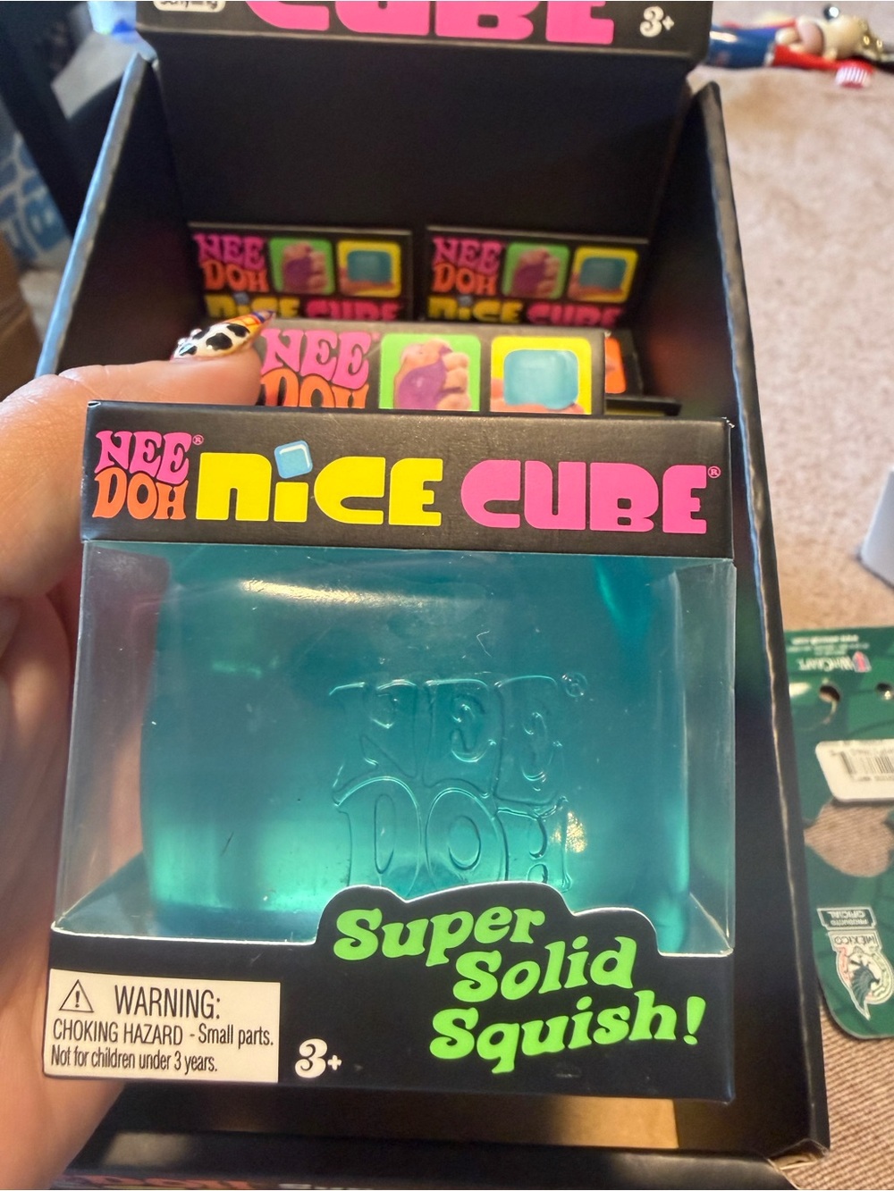 NeeDoh Ni-Ce Cube Clear Teal Squishy